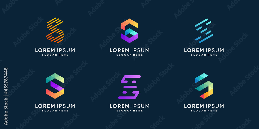 S logo collection with creative element concept Premium Vector