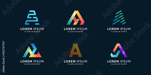 Creative letter logo collection with initial A Premium Vector