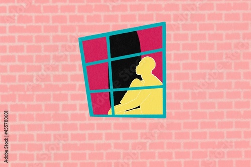Pensive man in window