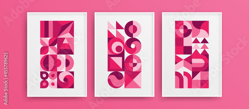 Unique amazing bauhaus geometric design vector illustration composition. Premium minimalistic home decor template collection.