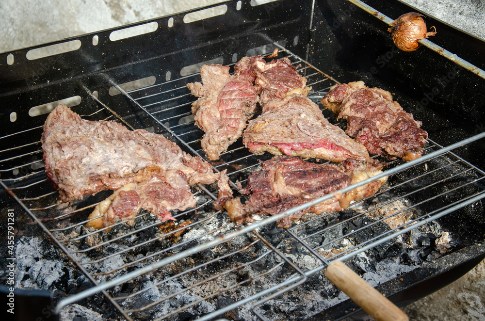 close up on a barbecue grill brazilian style
close up on a barbecue grill brazilian style