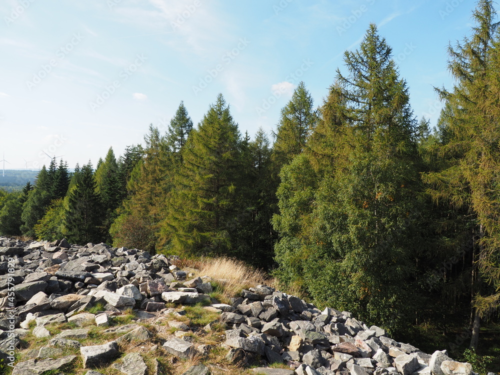 Keltischer Ringwall Otzenhausen im Herbst auf dem Dollberg - eine der eindrucksvollsten keltischen Befestigungsanlagen in Europa Keltischer Ringwall Otzenhausen im Herbst auf dem Dollberg - eine der eindrucksvollsten keltischen Befestigungsanlagen in Europa