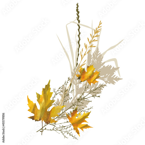 Bouquet with autumn yellow maple leaves