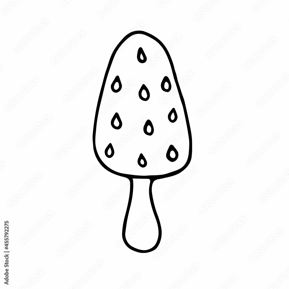 Ice cream with decorative seeds. Black and white vector doodle. Simple hand-drawn isolated. Ice cream with decorative seeds. Black and white vector doodle. Simple hand-drawn isolated.