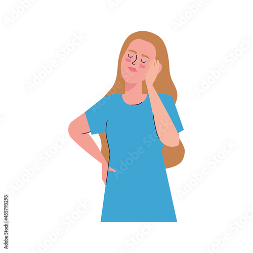 stressed blond woman