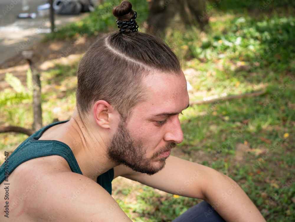 Portrait of Disappointed and Angry White Man on a Sunny Day in Medellin, Colombia Portrait of Disappointed and Angry White Man on a Sunny Day in Medellin, Colombia