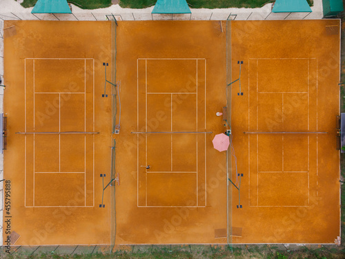Aerial view of tennis court  photo