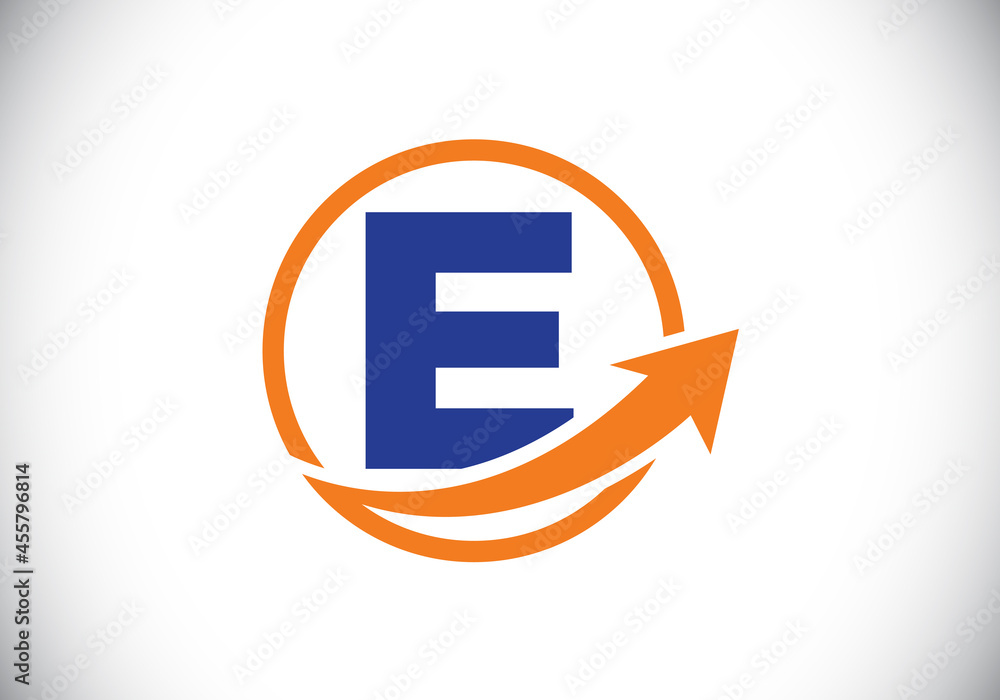 Initial E monogram alphabet symbol design incorporated with the arrow. Financial or success logo concept. Font emblem. Logo for business and company identity Initial E monogram alphabet symbol design incorporated with the arrow. Financial or success logo concept. Font emblem. Logo for business and company identity