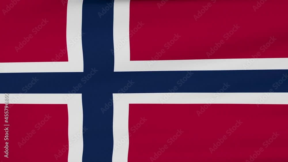 Loop der norwegischen Fahne wehend im Wind als Nahaufnahme. Loop der norwegischen Fahne wehend im Wind als Nahaufnahme.