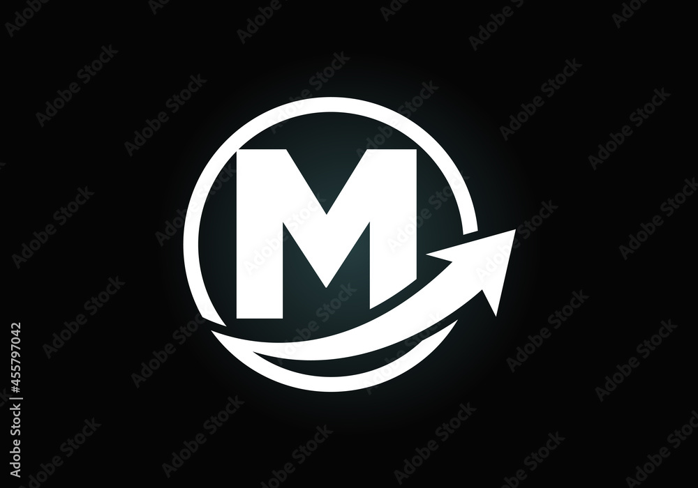 Initial M monogram alphabet symbol design incorporated with the arrow. Financial or success logo concept. Font emblem. Logo for business and company identity Initial M monogram alphabet symbol design incorporated with the arrow. Financial or success logo concept. Font emblem. Logo for business and company identity
