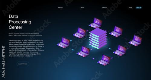 Analysis trends and software development coding process concept. Programming, testing cross platform code Server room data center. Backup, mining, hosting, mainframe, farm. 