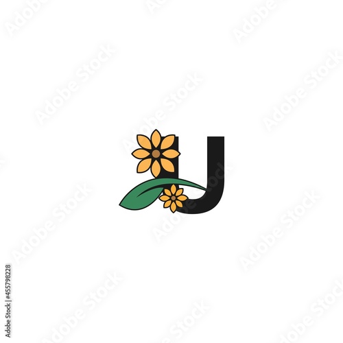 a letter with flowers icon logo design vector photo