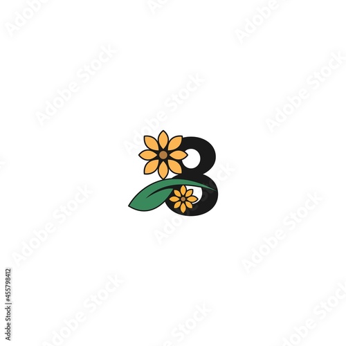 a number with flowers icon logo design vector photo