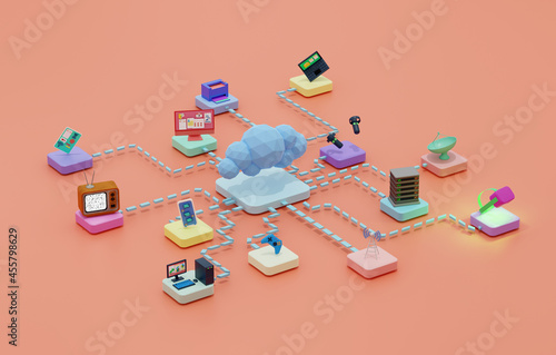 Low-poly cloud services concept photo