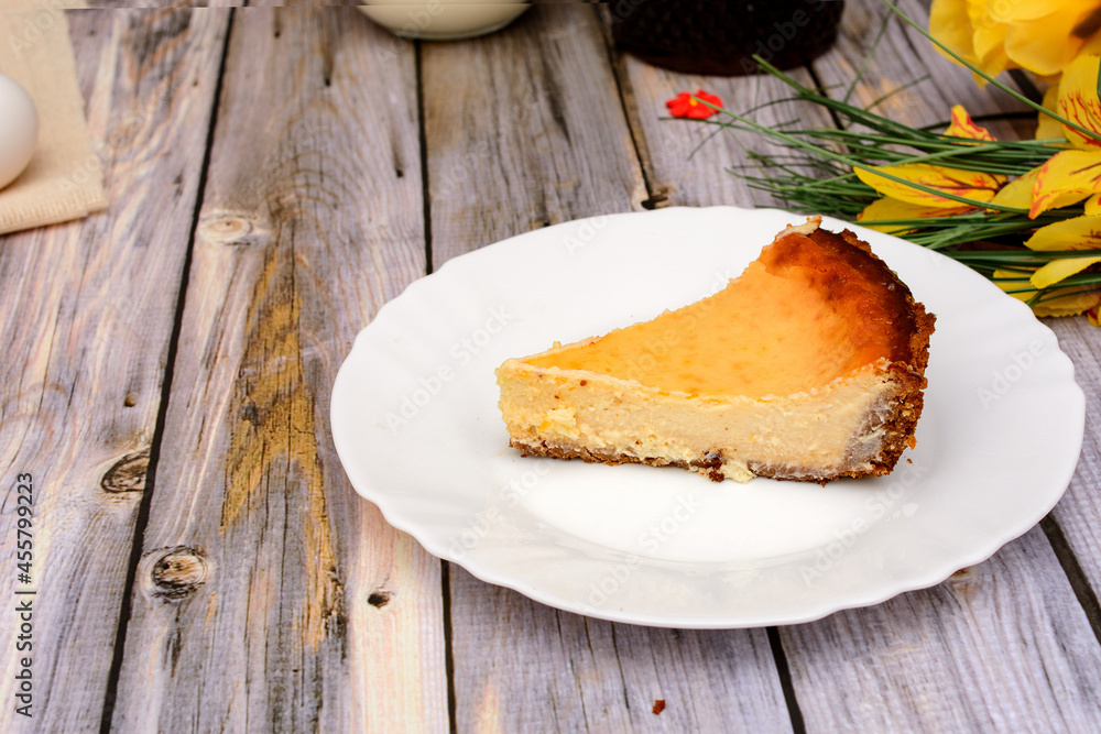 Homemade Yogurt Pie on wooden table. Homemade Yogurt Pie on wooden table.