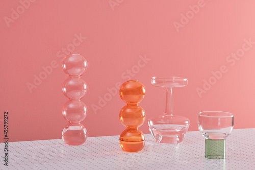 Group of four decorative cut glass vases