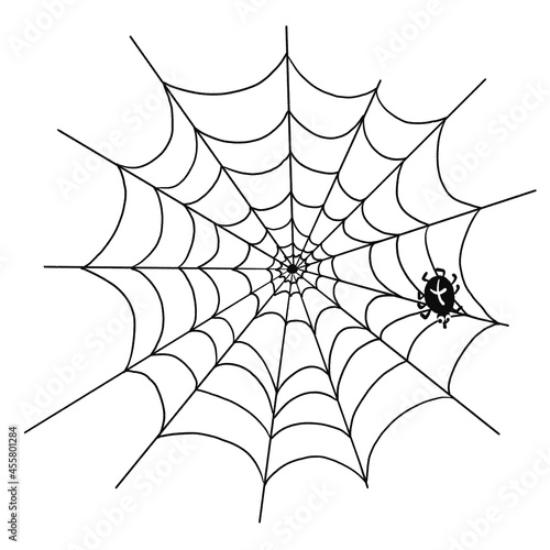 An image of a spider web with a spider .Bitmap illustration.