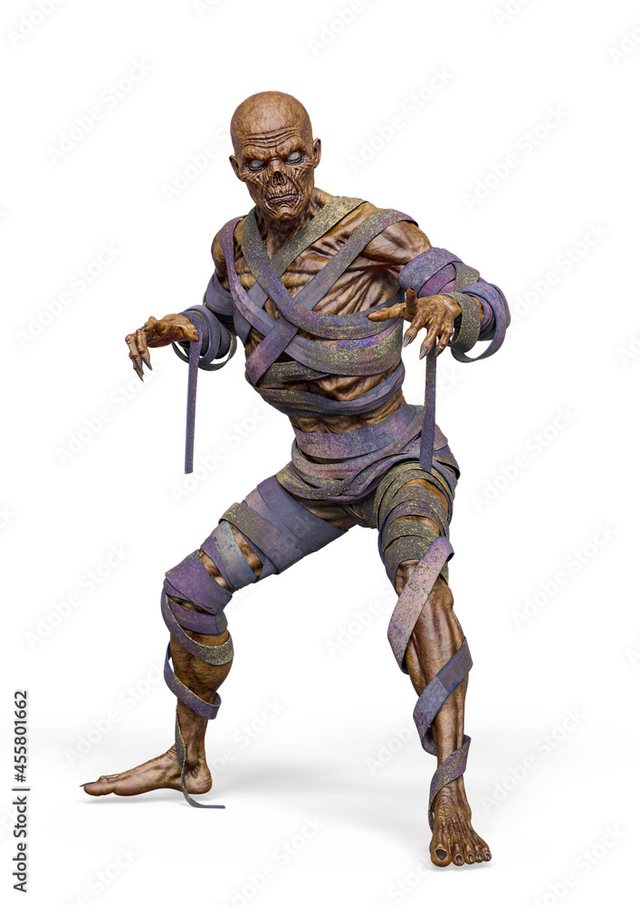 mummy in action on white background mummy in action on white background