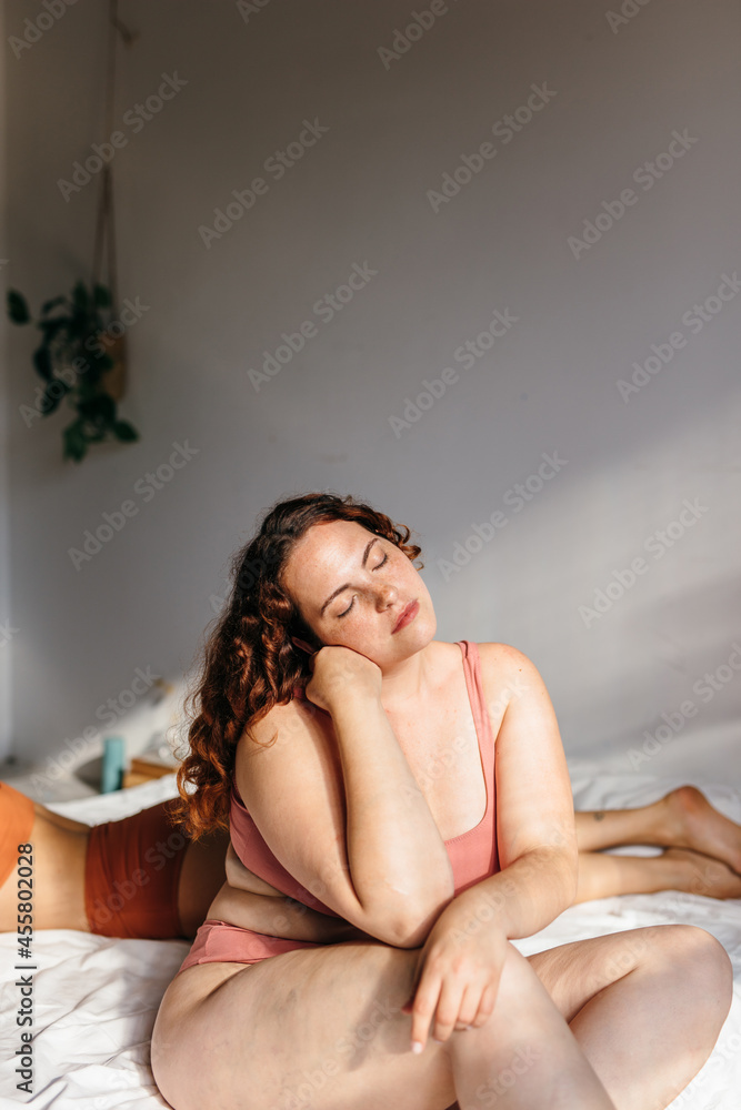 portrait of a beautiful plus size ginger woman portrait of a beautiful plus size ginger woman
