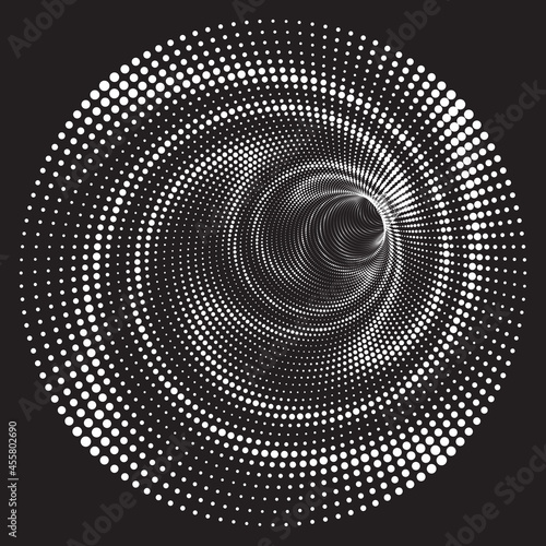 Tunnel or wormhole. Digital wireframe tunnel. 3D tunnel grid