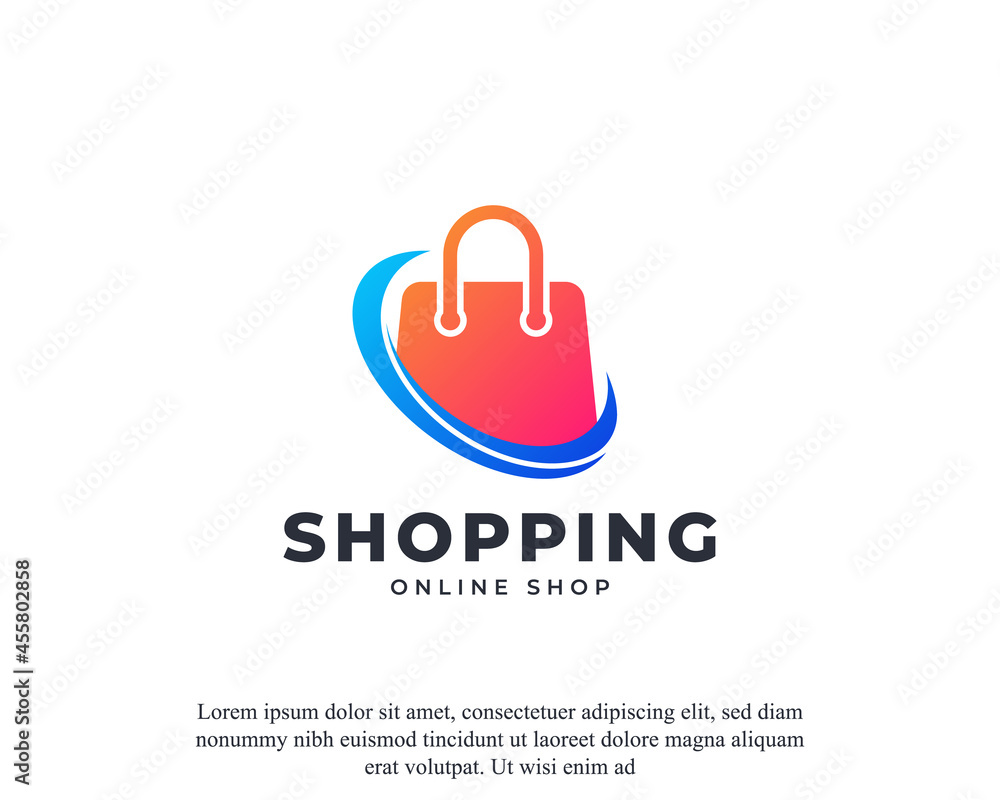 Swoosh Shopping Bag Vector Logo Design Template Element