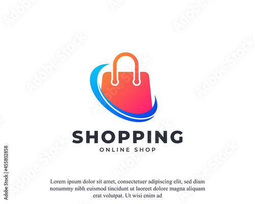 Swoosh Shopping Bag Vector Logo Design Template Element