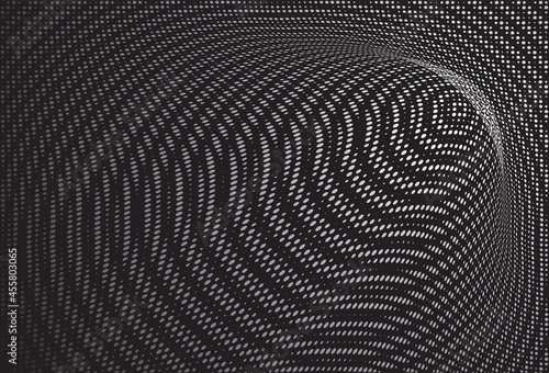 Tunnel or wormhole. Digital wireframe tunnel. 3D tunnel grid