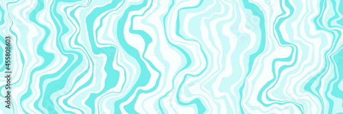Abstract liquid background. Marble texture, natural stone, free spill of paint. Vector illustration. Long horizontal banner.