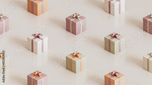 Pattern made of boxes with ribbons photo