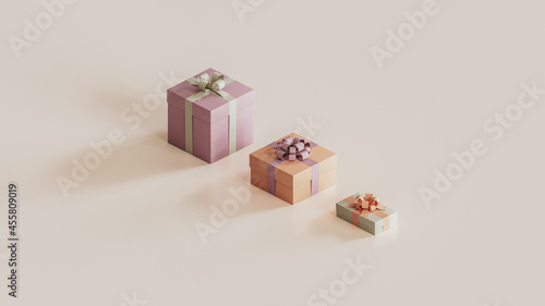 Parcels with ribbons and copy space photo