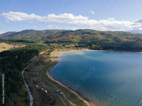 Aerial view of Iskar Reservoir near city of Sofia, Bulgaria