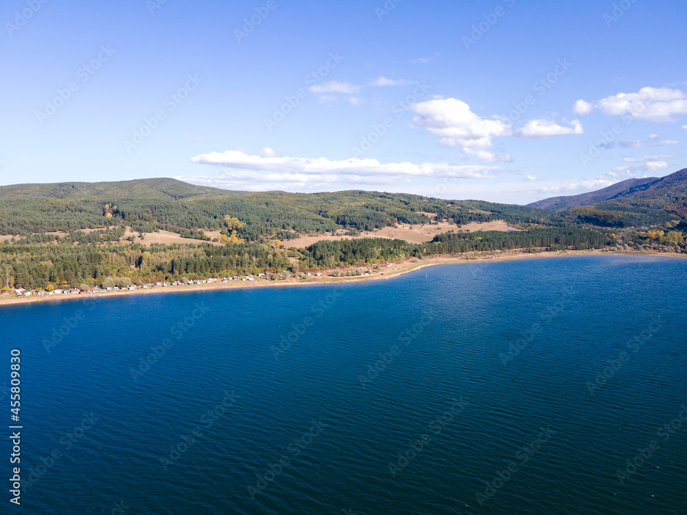 Aerial view of Iskar Reservoir near city of Sofia, Bulgaria