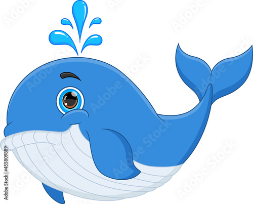 cartoon funny whale isolated on white background