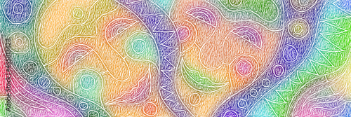 Funny masks, abstract people, clowns. Bright vector banner.	