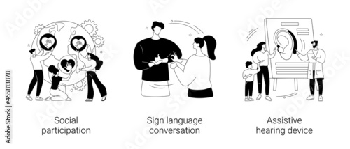 Social engagement abstract concept vector illustrations.