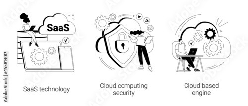 Cloud software abstract concept vector illustrations.