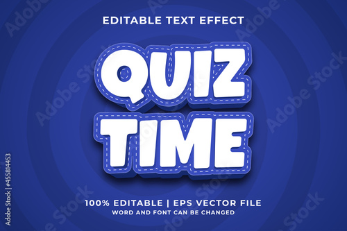 Editable text effect - Quiz Time 3d template style premium vector