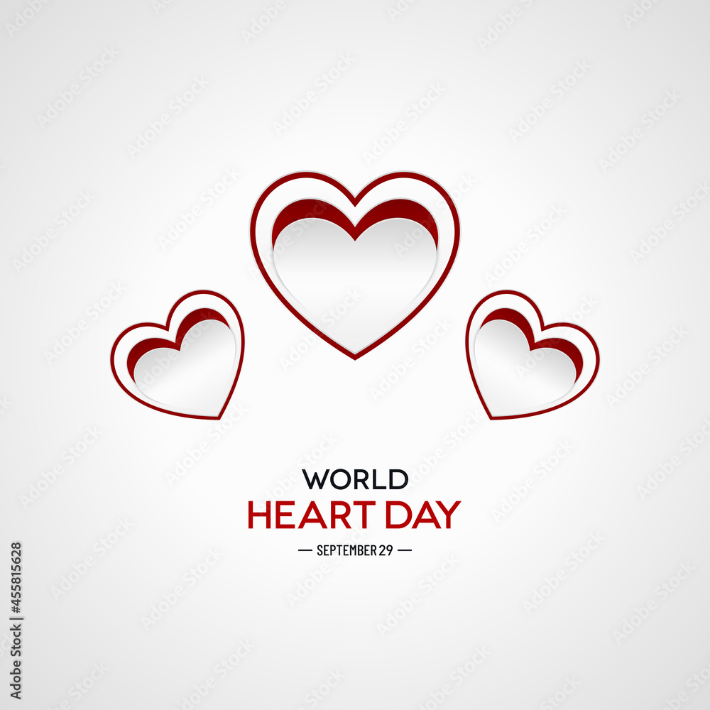 Paper Cut Heart Shaped World Heart Day Banner