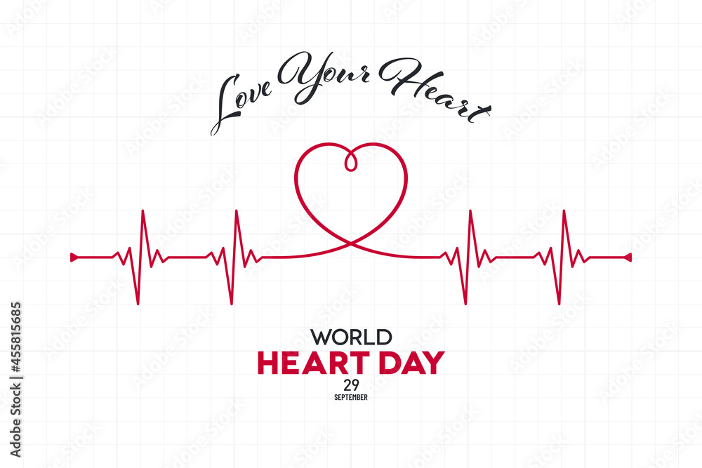 World Heart Day Banner with Cardiogram Shape