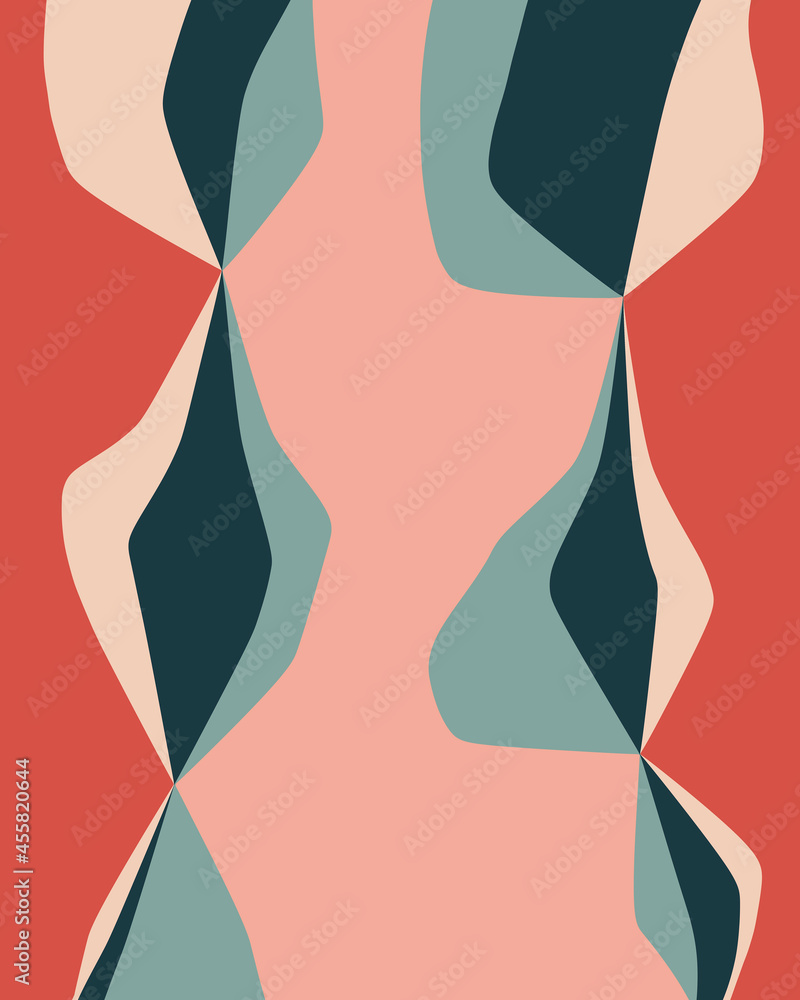 Simple Abstract Pattern In Blue, Red and Pink Simple Abstract Pattern In Blue, Red and Pink