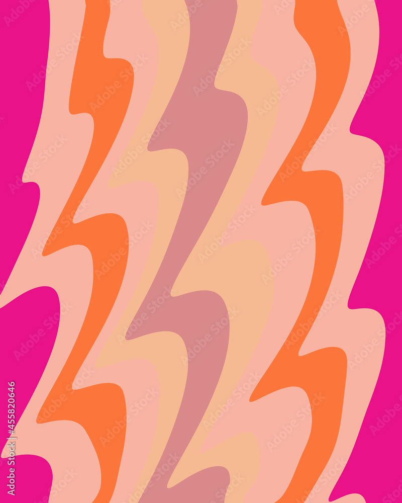 Bright Pink and Orange Abstract Line Drawing Bright Pink and Orange Abstract Line Drawing