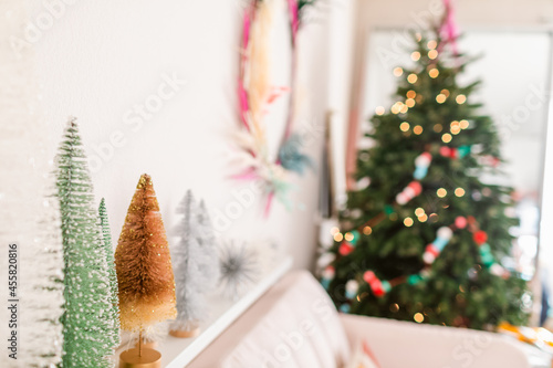 Creative Christmas home interior with decorations photo