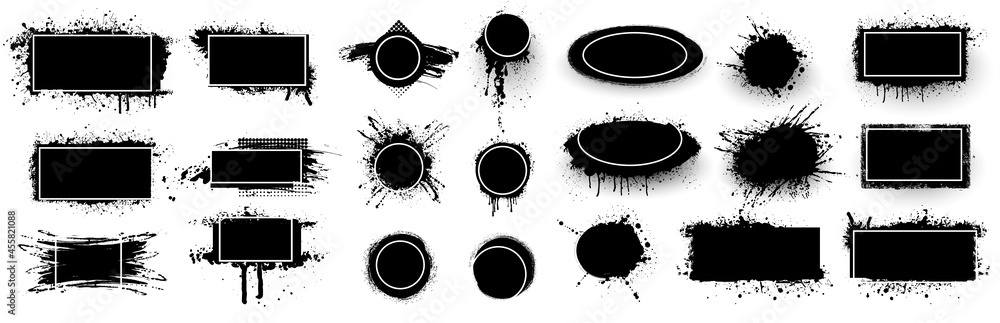 Grunge stencil frames with spray painted frame, grunge splatter. Spray ...