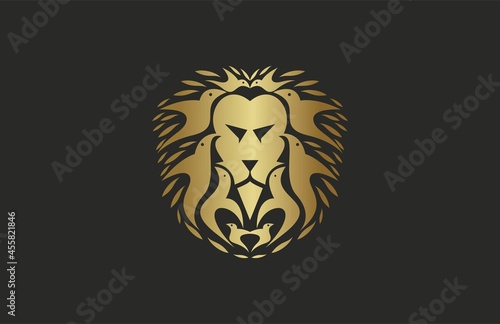 Head Lion Birds Logo