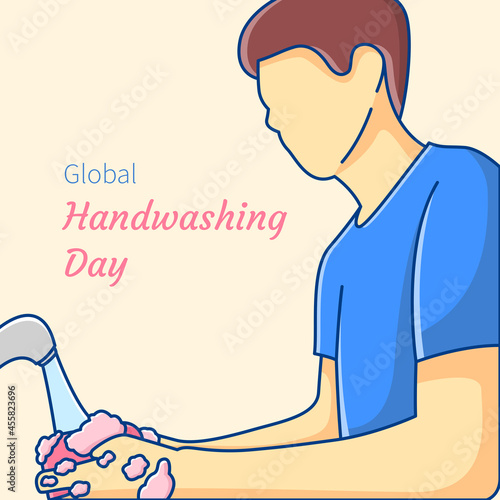 Global Handwashing Day in Flat Design Illustration