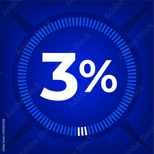 3 percent count on dark blue background