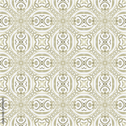 Seamless ornamental golden surface pattern for textile design, home decoration, upholstery, wallpaper and digital backgrounds.