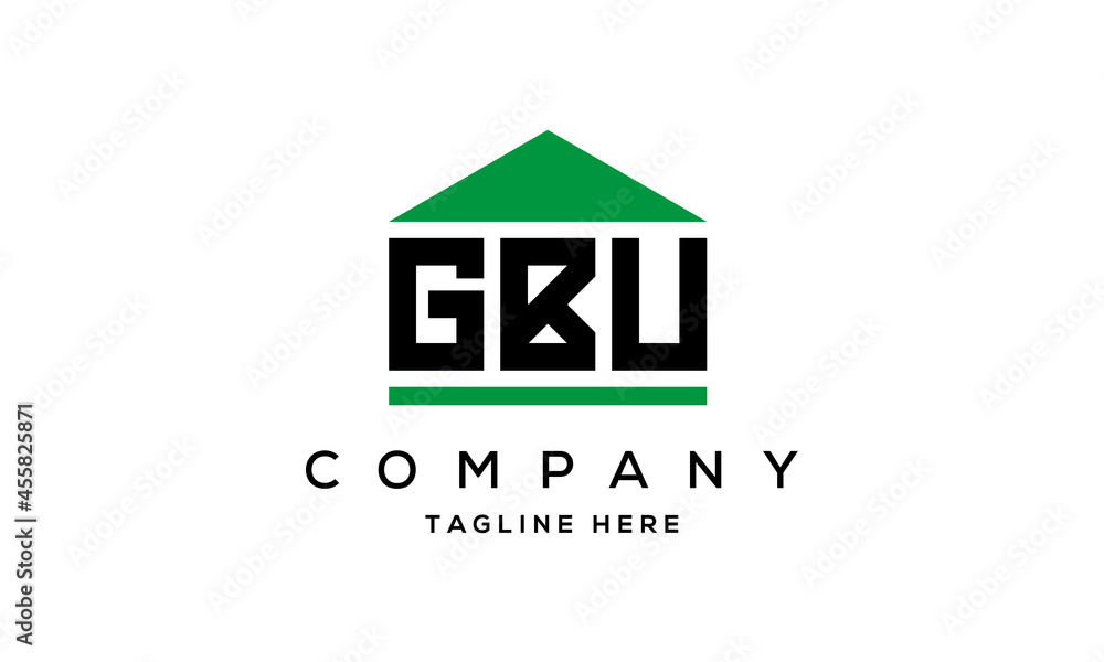 GBU three letter house for real estate logo design GBU three letter house for real estate logo design