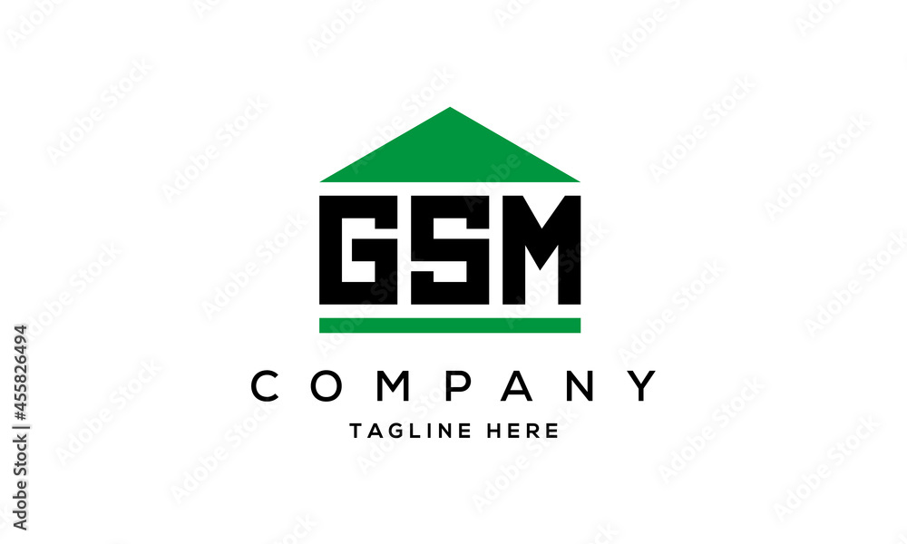 GSM three letter house for real estate logo design GSM three letter house for real estate logo design