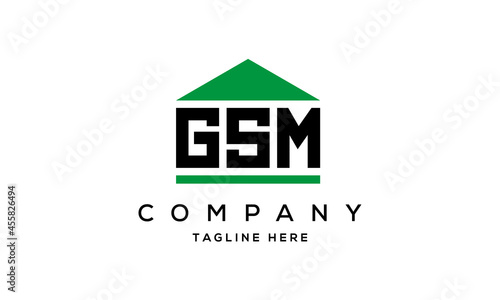 GSM three letter house for real estate logo design